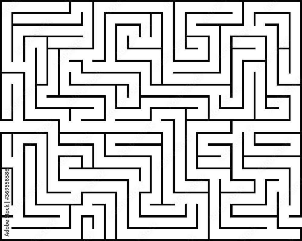 Black rectangle maze isolated on white background	