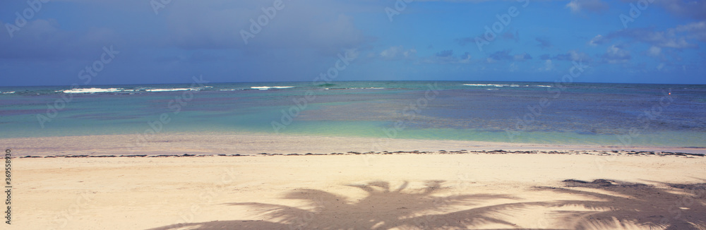 Caribbean sea and blue sky . Travel background.