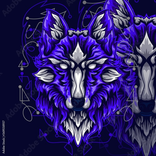 blues wolf head photo