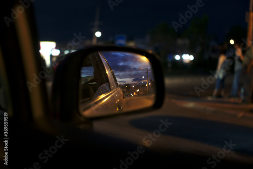Rear view mirror in the night © Narayan