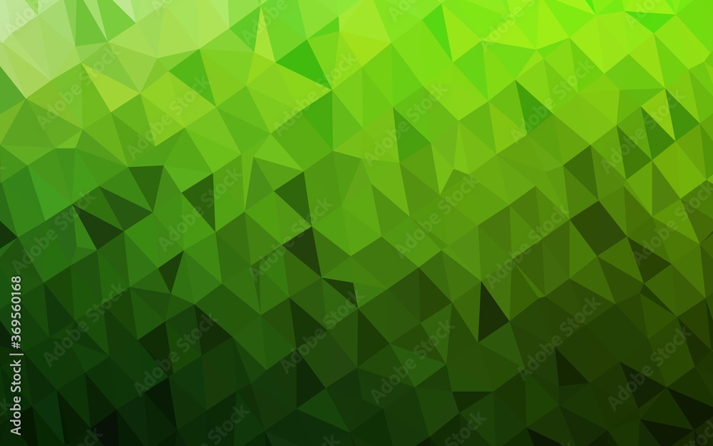 Light Green vector triangle mosaic template. A vague abstract illustration with gradient. Textured pattern for background.