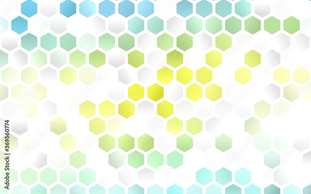 Light Green, Yellow vector cover with set of hexagons. White background with colorful hexagons. New design for website's poster, banner.