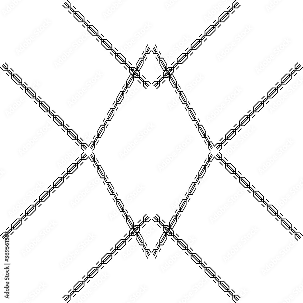 Variants of the braided pigtail pattern are made on grid cells on a white background. Knitted pigtail pattern, makes squares, circles and other geometric shapes. Variants of the braided pigtail pattern are made on grid cells on a white background. Knitted pigtail pattern, makes squares, circles and other geometric shapes.