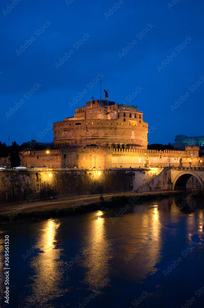 Castel Sant'Angelo or Mausoleum of Hadrian and Bridge Sant'Angelo, Rome, Italy