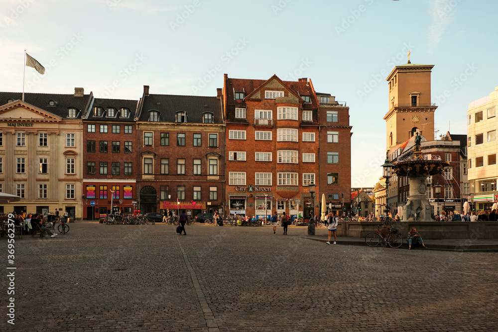 Fototapeta premium Denmark. Copenhagen. Houses and streets of Copenhagen. City autumn landscape. September 19, 2018