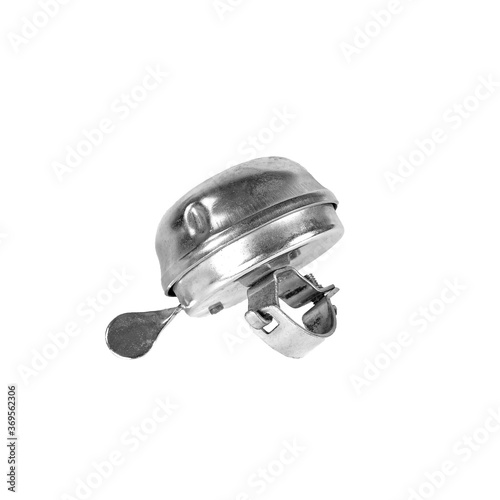 Bicycle bell gray iron. Isolated on a white background.