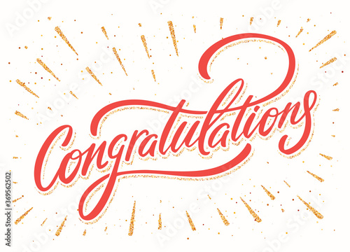 Congratulations. Vector hand drawn lettering banner.