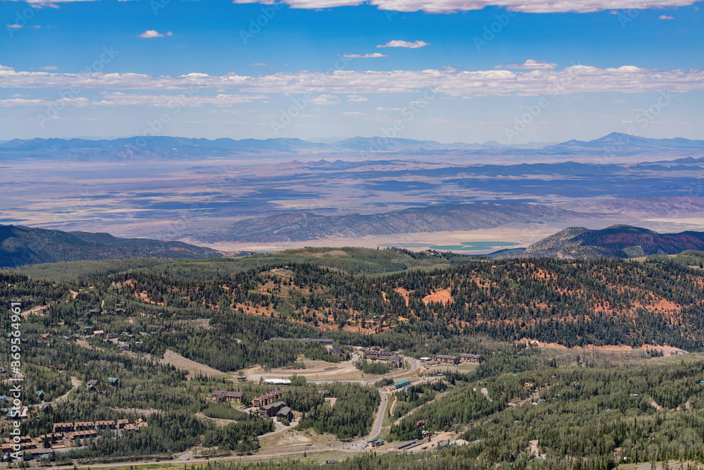 High angle view of the beautiful Cedar Breaks National Monument from Brian Head Peak Observation