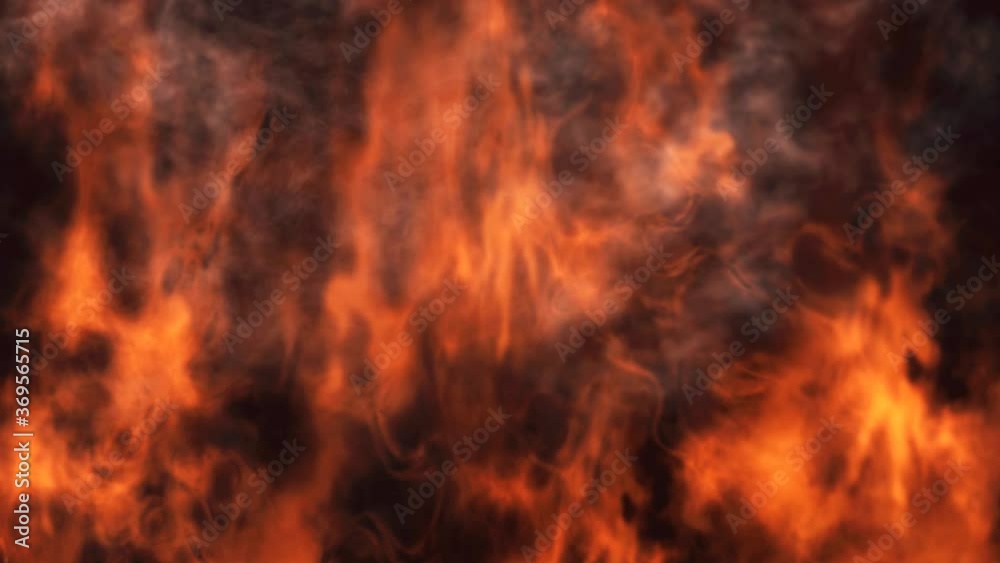 Burning fire with blazing flames and smoke animation
