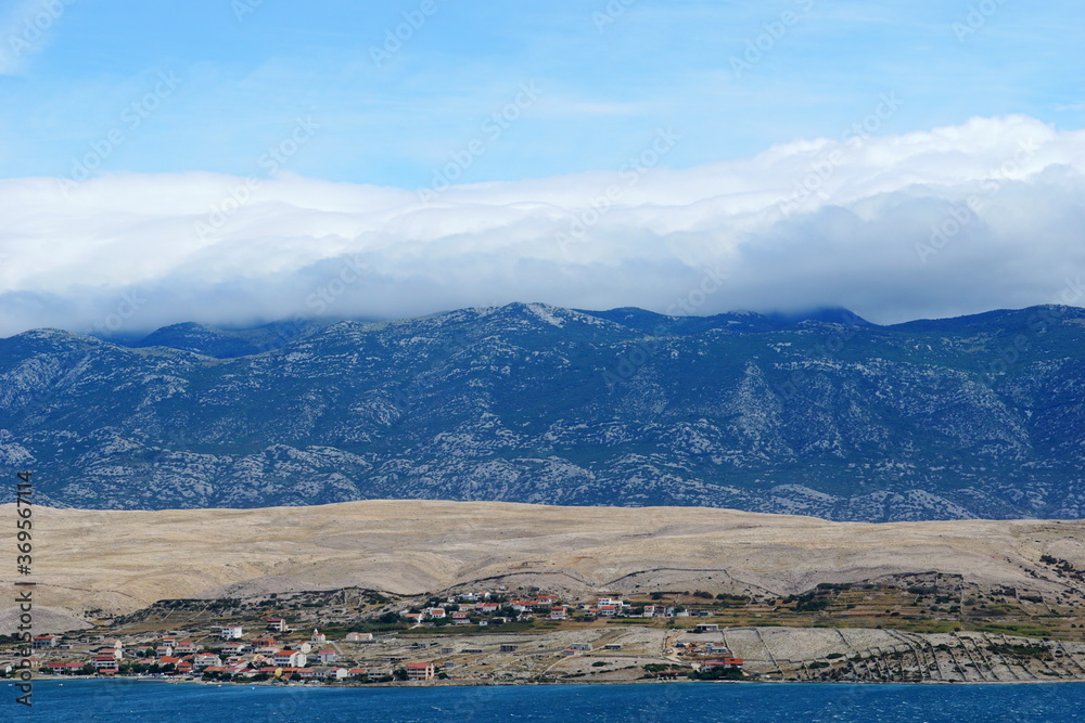 View of the Velebit mountain from the Croatian island of Pag