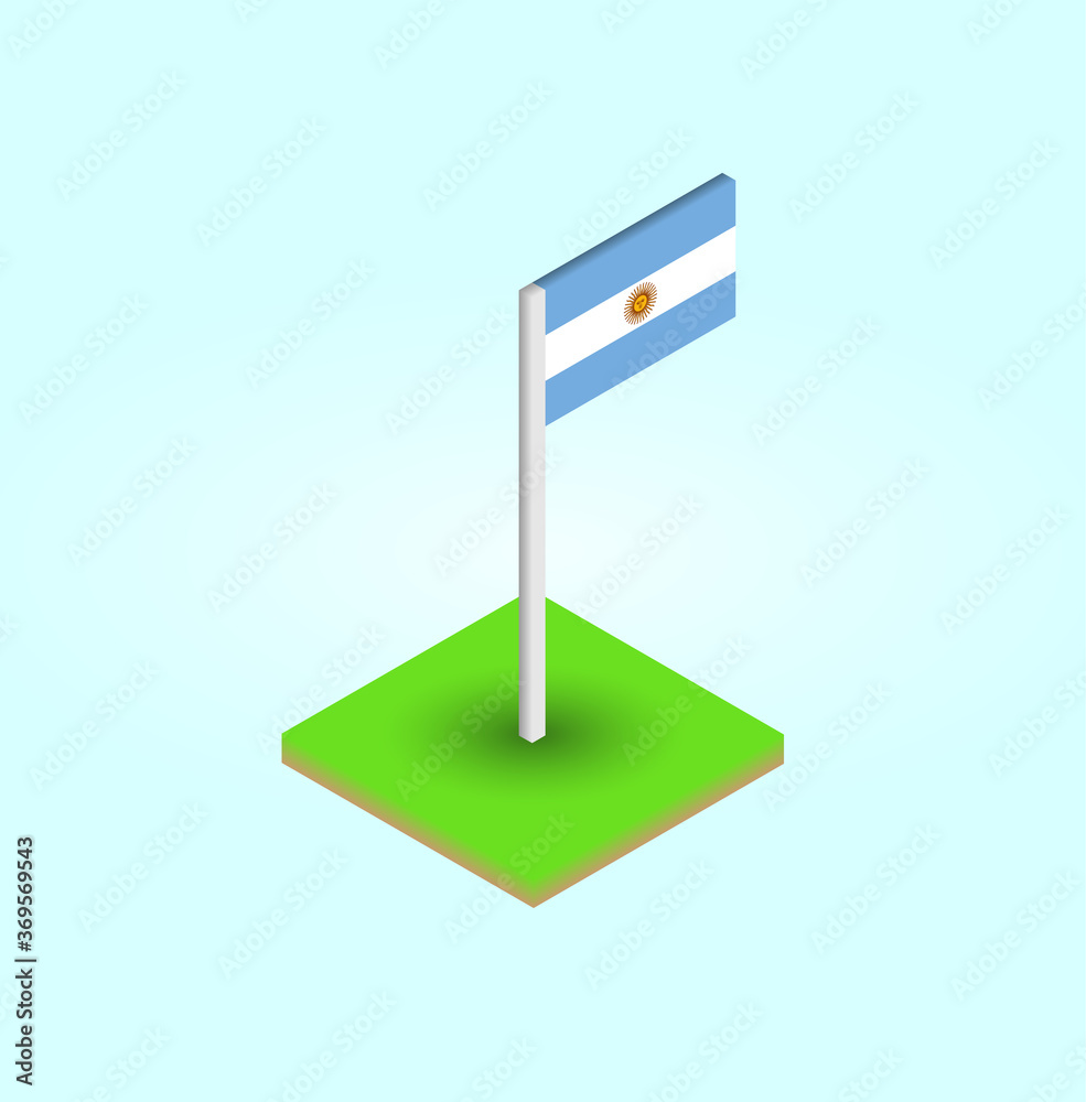 Isometric style flag of Argentina. 3D effect, vector illustration, with 1000 step blend for gradient shadow effect. Editable, removable background. Isometric style flag of Argentina. 3D effect, vector illustration, with 1000 step blend for gradient shadow effect. Editable, removable background.