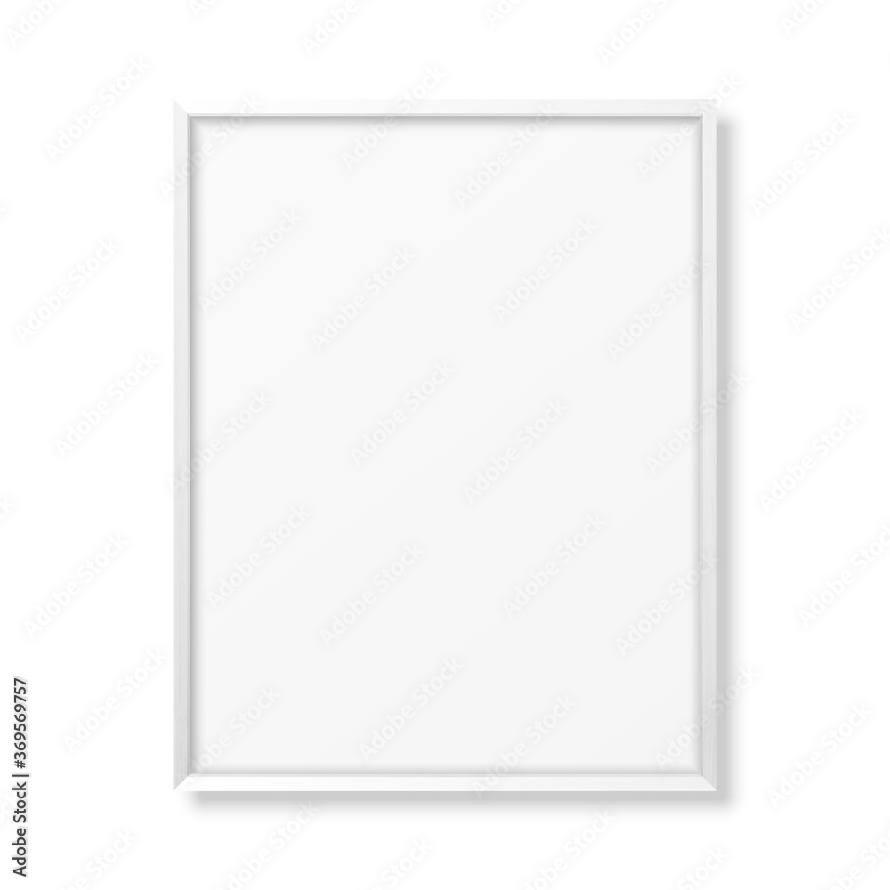 Vector 3d Realistic A4 White Wooden Simple Modern Frame Icon Closeup Isolated on White. It can be used for presentations. Design Template for Mockup, Front View