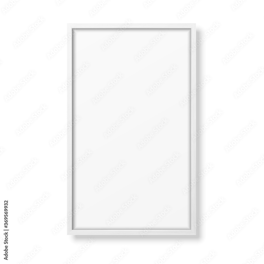 Vector 3d Realistic Vertical White Wooden Simple Modern Frame Icon Closeup Isolated on White. It can be used for presentations. Design Template for Mockup, Front View