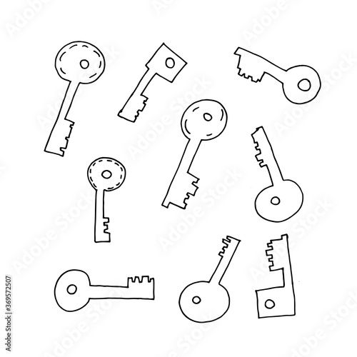 A set of simple keys drawn with a pen.