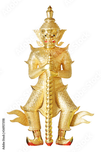 sculpture giants statue in thai temple on white background