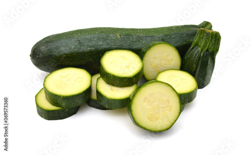 green zucchini vegetables isolated on white