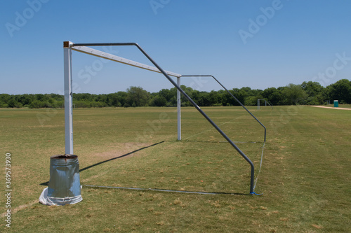a soccer goal with no net