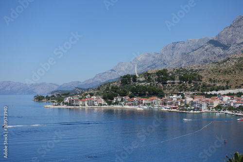 Podgora, Croatia, Makarska / 9th July 2020 Colorful Coastline of Podgora Beach in Croatia photo