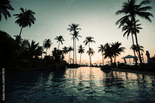 Beautiful twilight on a asian tropical sea beach.