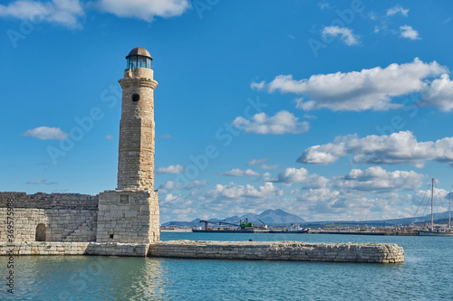 The lighthouse of the Venetian harbor of Rethymno (Crete, Greece)