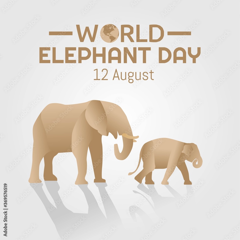 Obraz premium World Elephant Day Vector Illustration