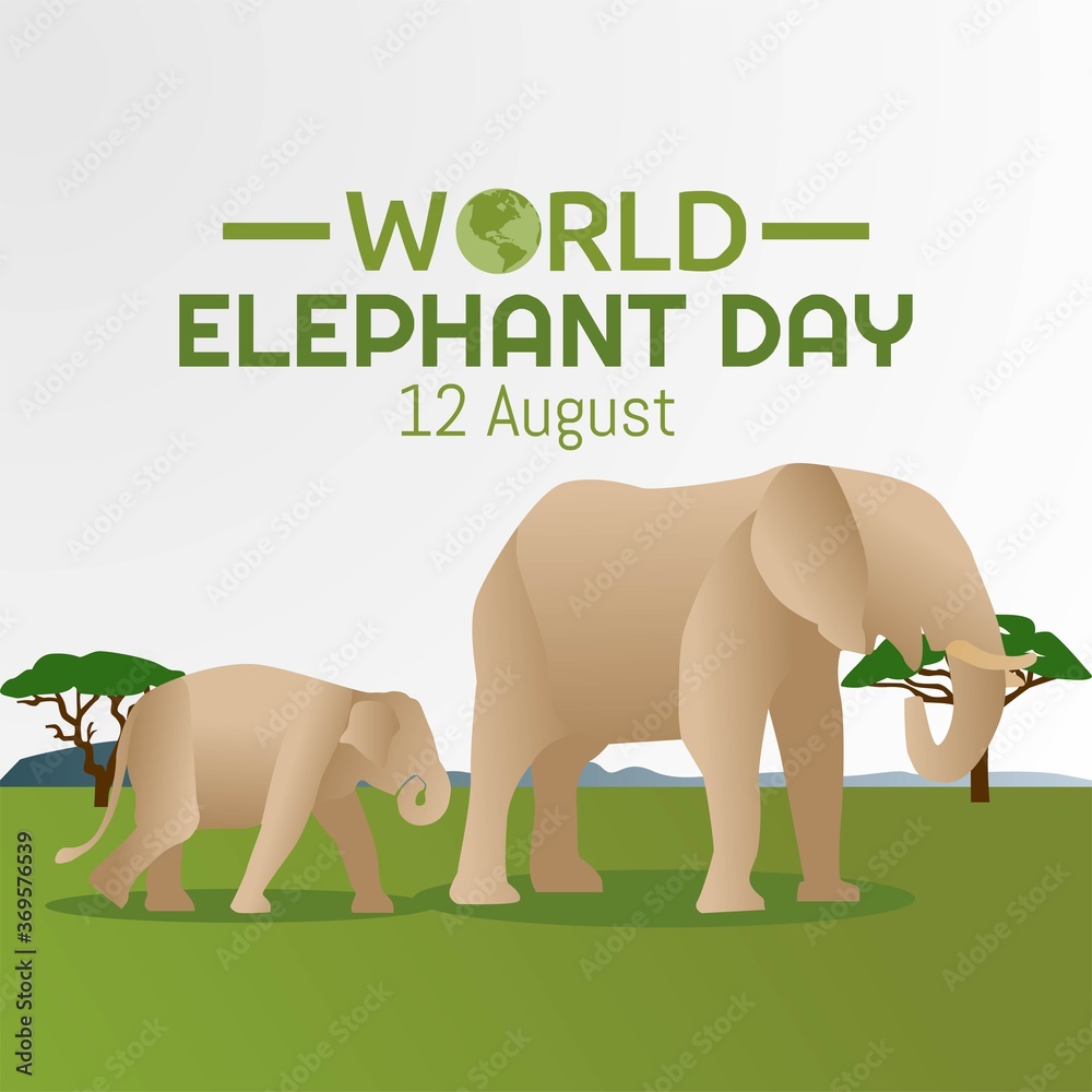 Fototapeta premium World Elephant Day Vector Illustration 