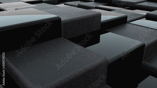 Valokuva 3d rendering of black cubes boundless surface