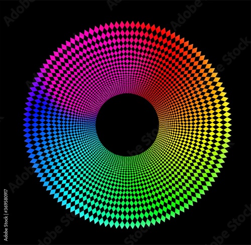 Sacred Geometry - Torus Eye - Rainbow pattern, Vector Illustration