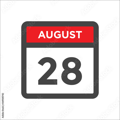 August 28 calendar icon with day of month