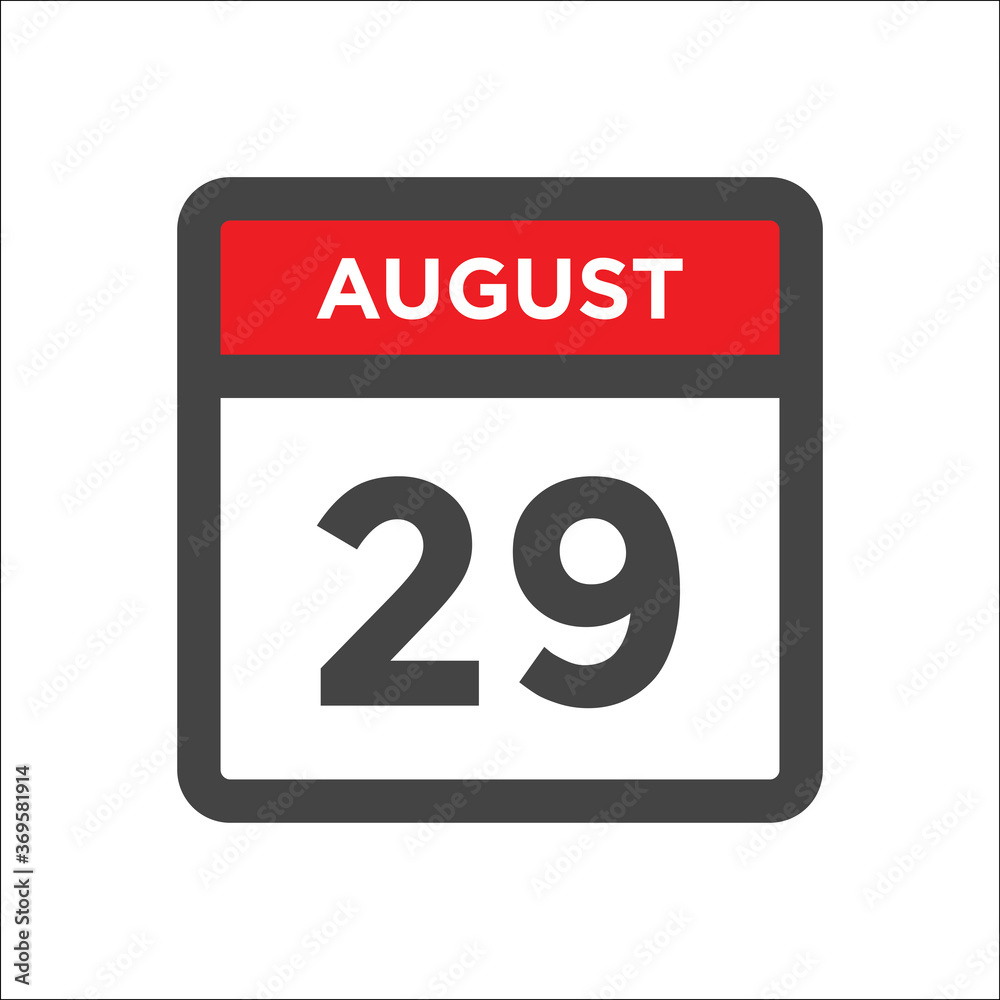 August 29 calendar icon with day of month August 29 calendar icon with day of month