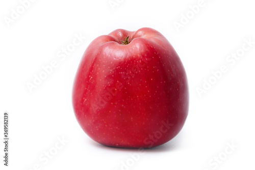 Rip red apple isolated on white background. Fresh organic apple fruit. Clipping path.