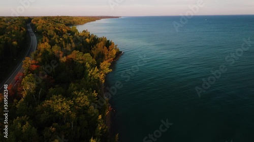 Sun set on the shores of Lake Superior in Northern Michigan 