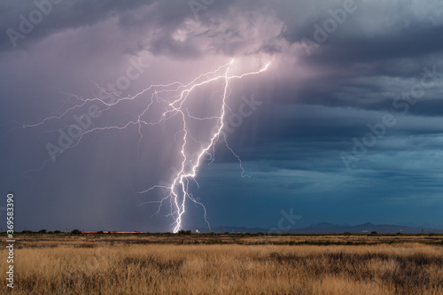 Lightning storm and dark clouds  photo