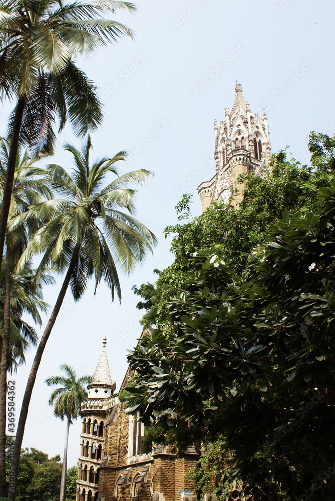 colonial architecture in Mumbai, India with tropical forest