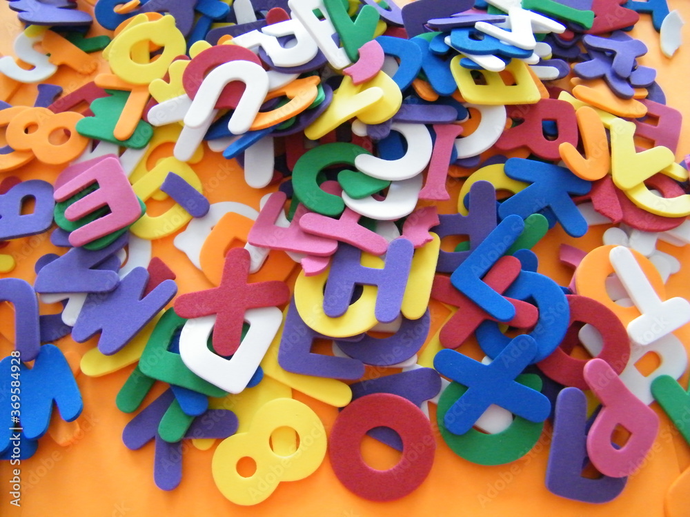 Fototapeta premium Multi Colored Letters and Numbers
