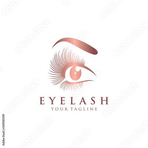Luxury eyelash glamour logo. Vector emblem for makeup or beauty salon, lash extensions maker.
