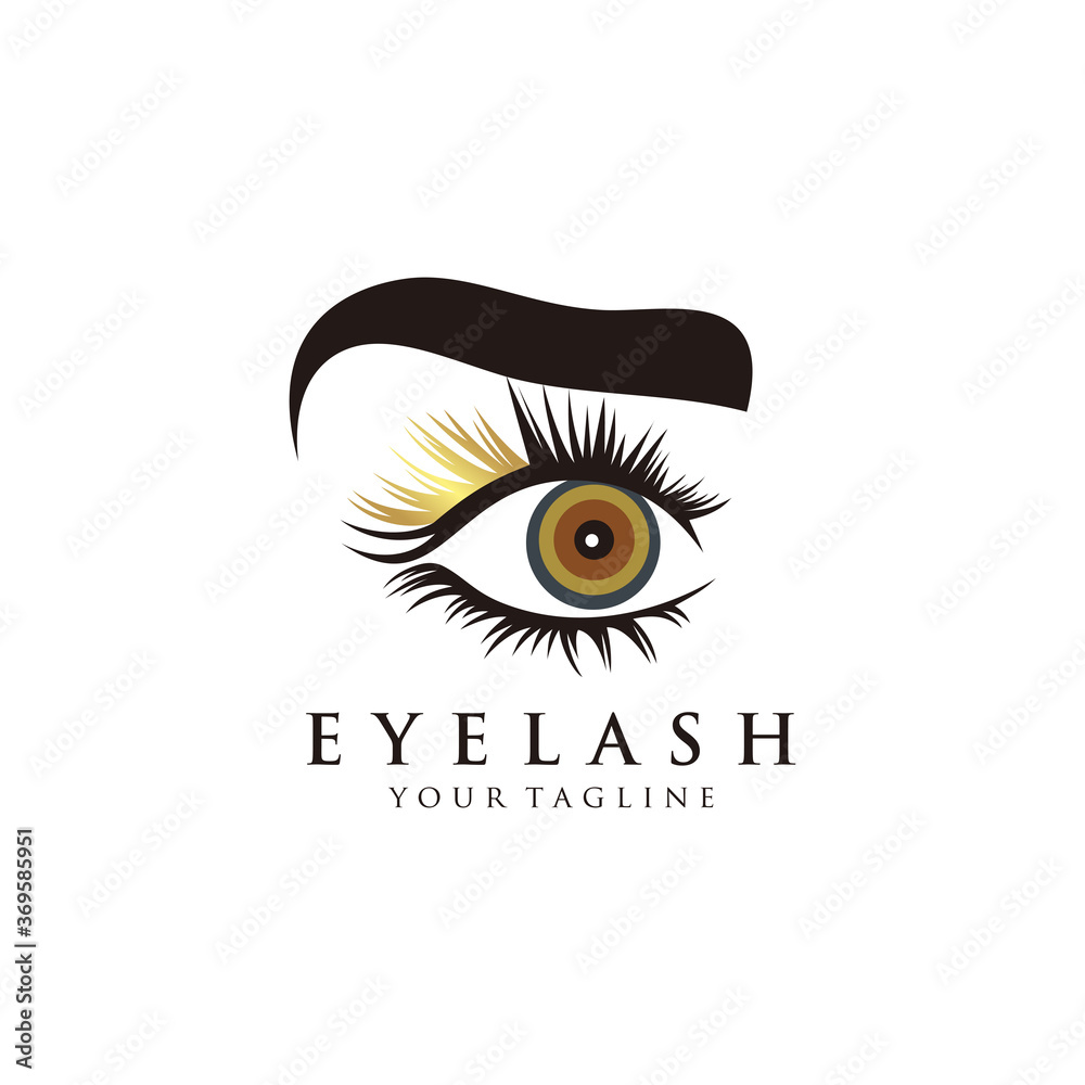 Luxury eyelash glamour logo. Vector emblem for makeup or beauty salon, lash extensions maker. Luxury eyelash glamour logo. Vector emblem for makeup or beauty salon, lash extensions maker.