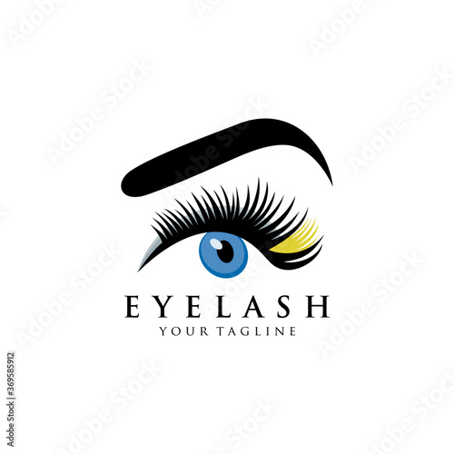 Luxury eyelash glamour logo. Vector emblem for makeup or beauty salon, lash extensions maker.