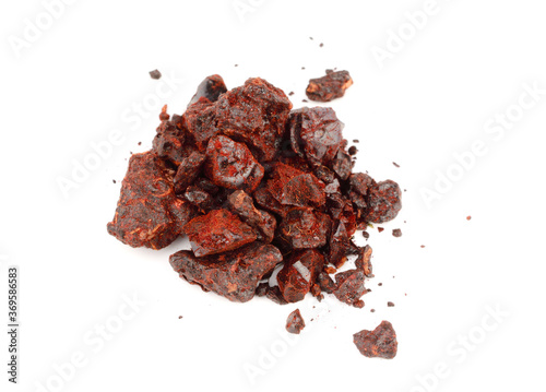 Dragons Blood. Red Resin Has Been in Continuous Use as Varnish, Medicine, Incense, and Dye. Isolated on White Background.