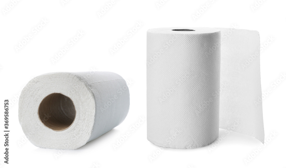 Rolls of paper tissues isolated on white Rolls of paper tissues isolated on white