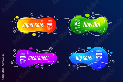 Linear promotion banner shape templates, sticker, badge.