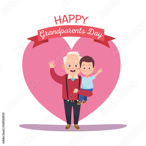 happy grandparents day card with grandfather and grandson