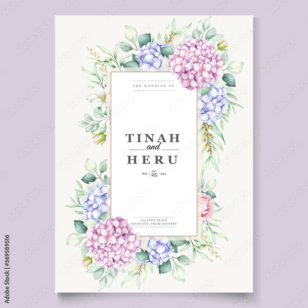 elegant watercolor hydrangea invitation card elegant watercolor hydrangea invitation card