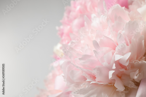 Fototapeta Naklejka Na Ścianę i Meble -  Beautiful peony bouquet on light background, closeup