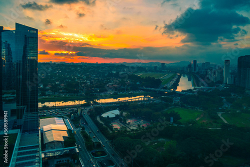 sunset over the city of sao paulo