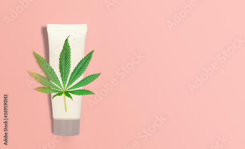 CBD Cannabis Hemp topical cream balm with cannabis leaf