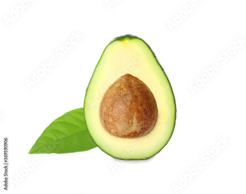 Half of ripe avocado isolated on white