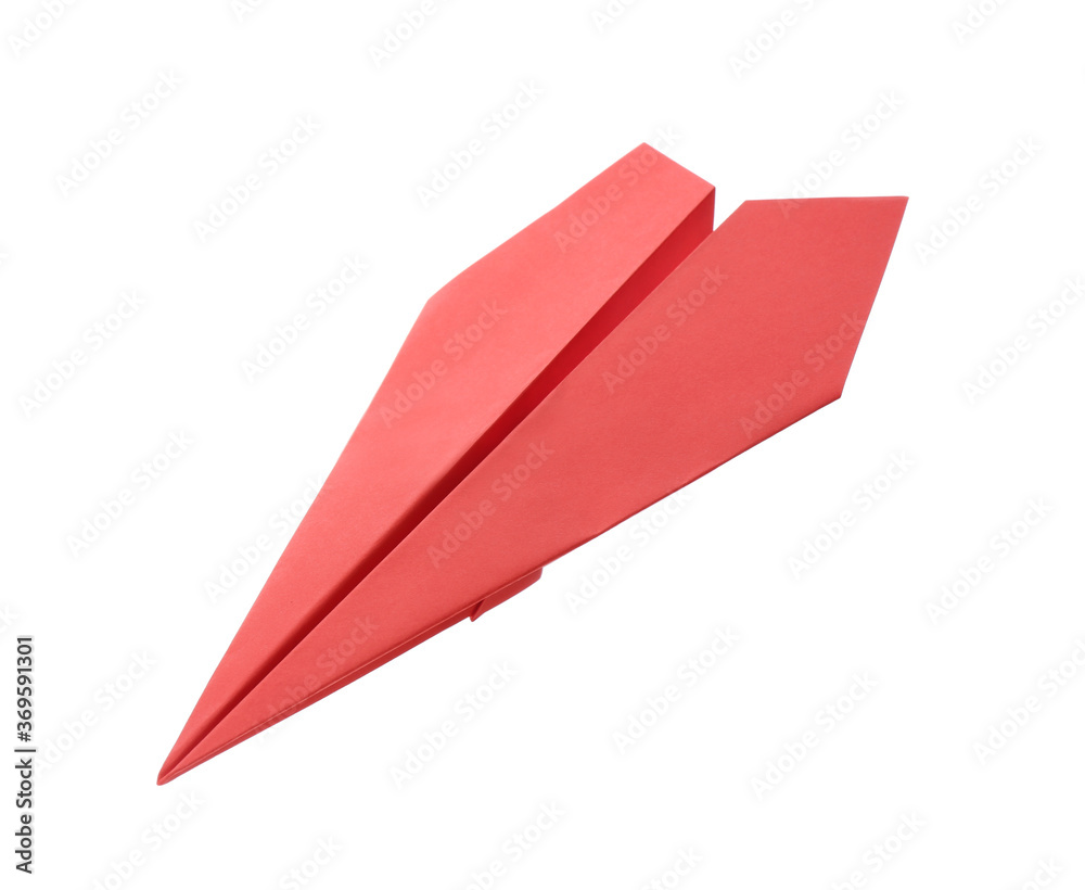 Handmade red paper plane isolated on white Handmade red paper plane isolated on white
