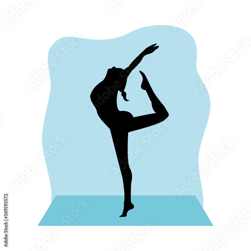 athletic woman practicing dance sport silhouette