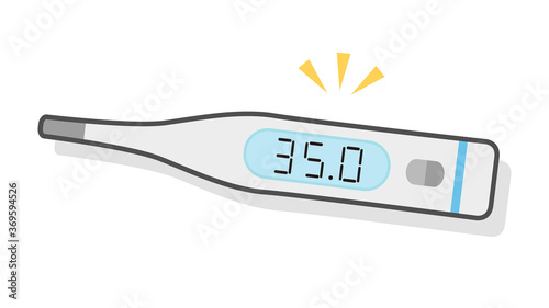 体温計のカラーイラスト 35.0℃ 低体温